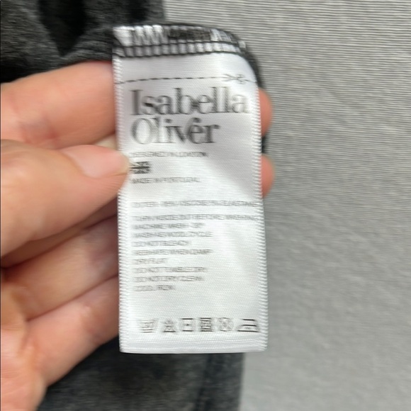 Isabella Oliver Charcoal Maternity Wrap 3/4 sleeve Dress Sz 2/ S&M - Picture 9 of 10